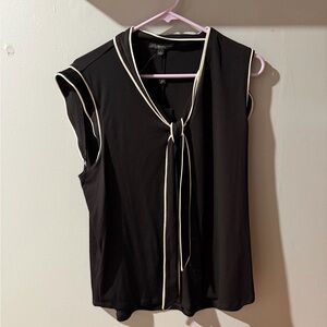 Adrianna Papell Black Blouse with White Accents